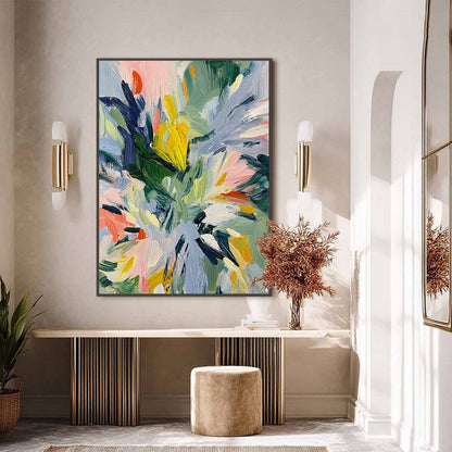 Colorful Abstract Wildflower Impasto Oil Painting – Wildflower Symphony