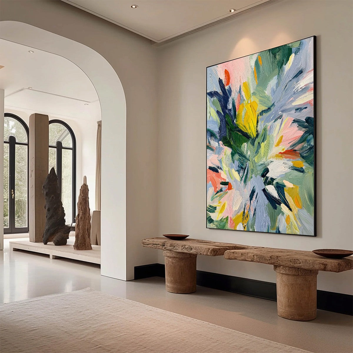 Colorful Abstract Wildflower Impasto Oil Painting – Wildflower Symphony