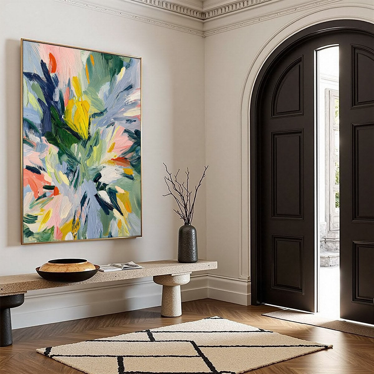 Colorful Abstract Wildflower Impasto Oil Painting – Wildflower Symphony