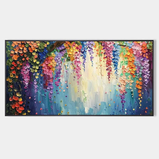 Wisteria Waterfall – Impressionist Wisteria Textured Painting, view 1