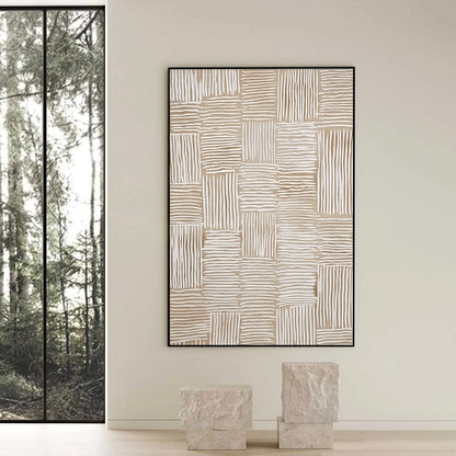 White and Beige Wabi-Sabi Abstract Textured Acrylic Painting – Woven Calm
