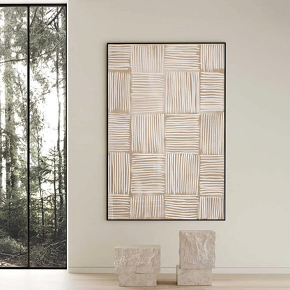 White and Cream Wabi-Sabi Anchor Textured Oil Painting – Woven Calm