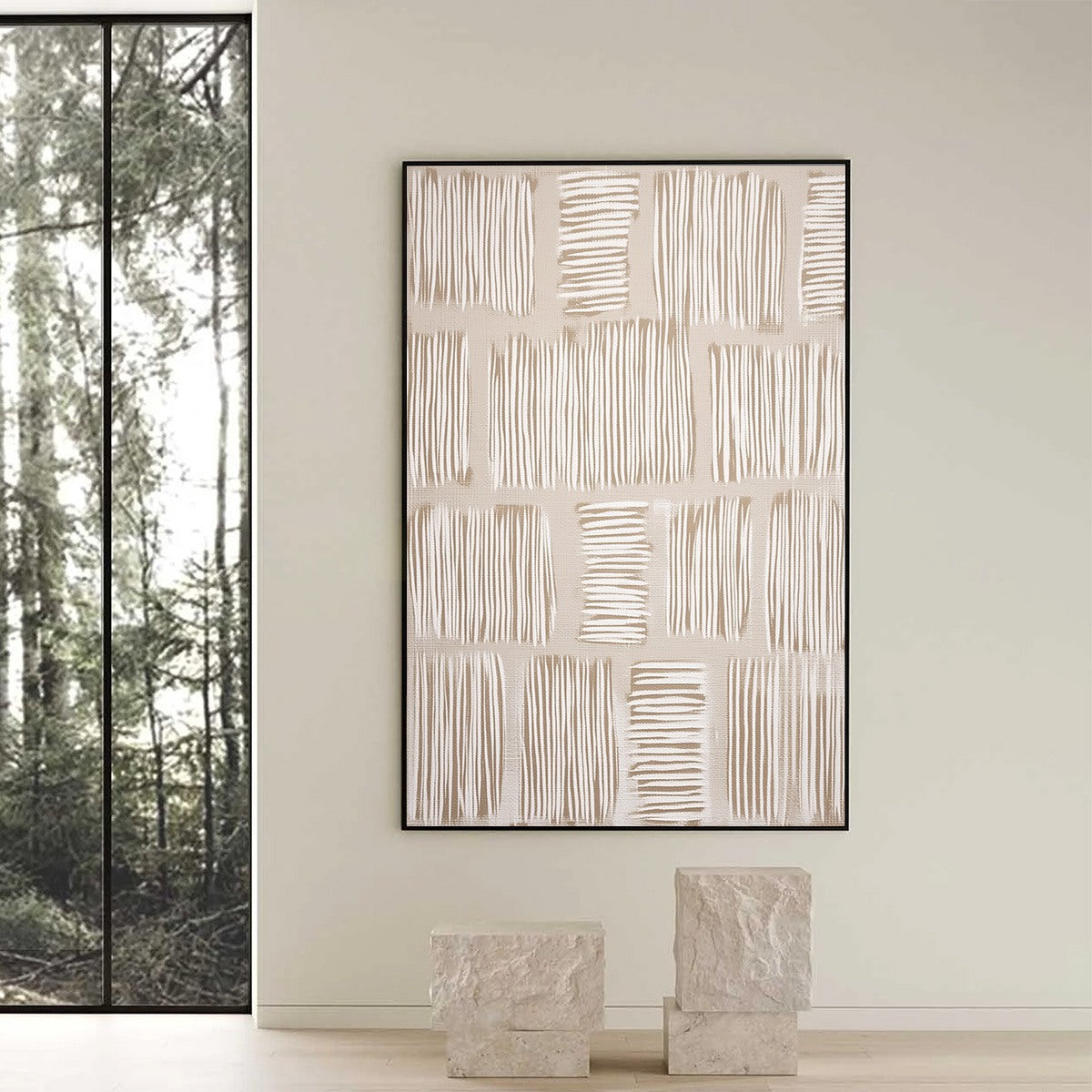 Wabi-Sabi Abstract Textured Oil Painting – Woven Paths