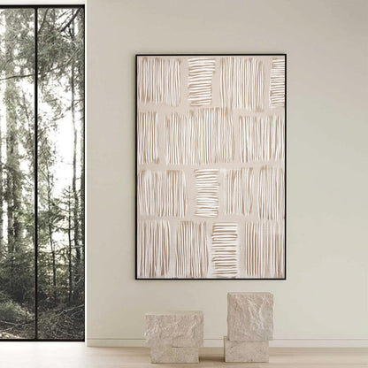 Wabi-Sabi Abstract Textured Oil Painting – Woven Paths