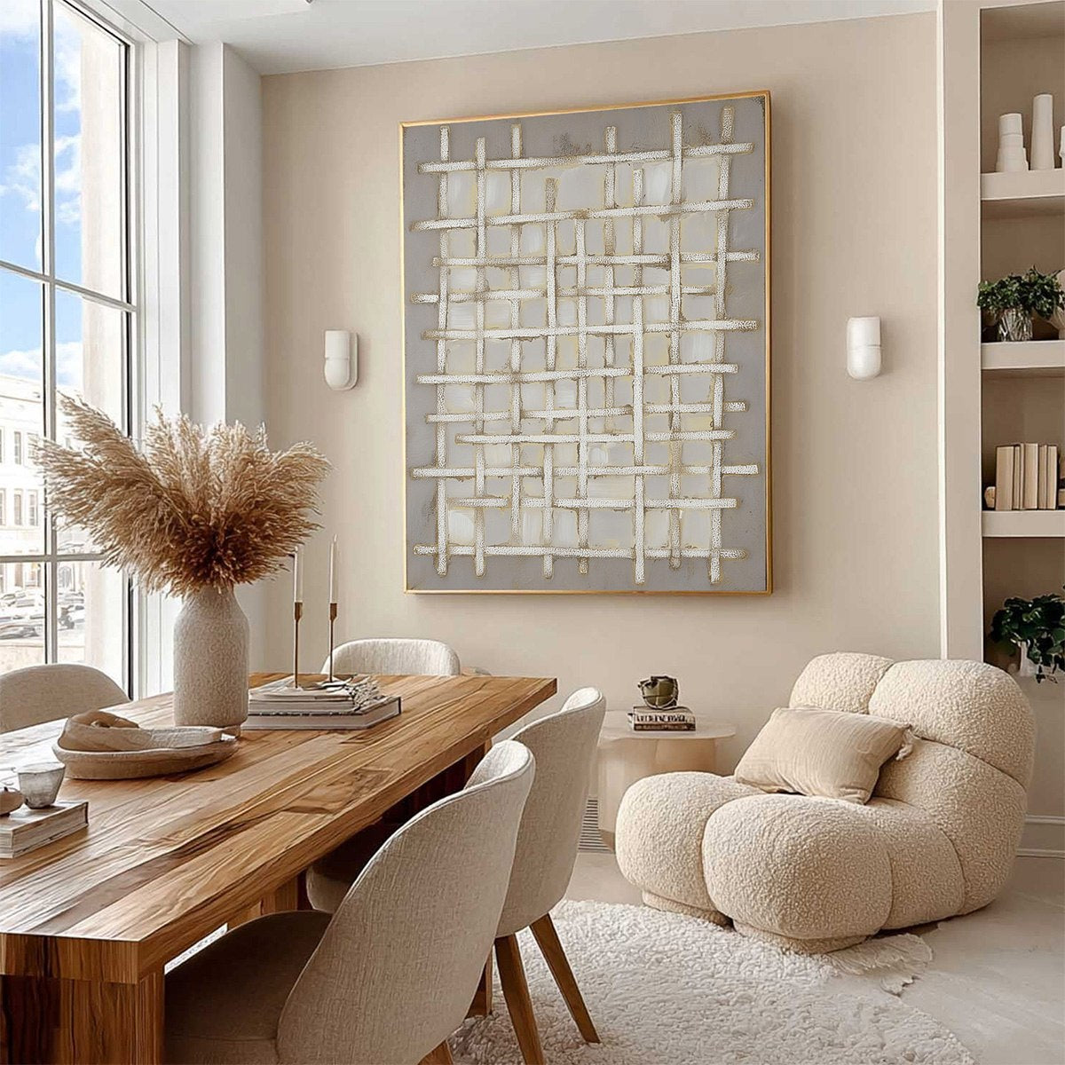 Woven Tranquility – Wabi-Sabi Abstract Oil Painting, view 5