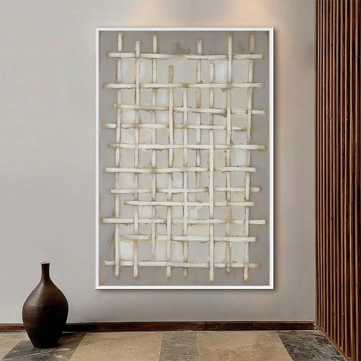 Woven Tranquility – Wabi-Sabi Abstract Oil Painting, view 2