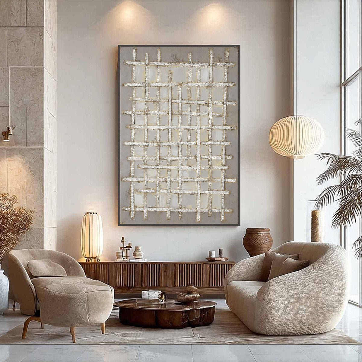 Woven Tranquility – Wabi-Sabi Abstract Oil Painting, view 4