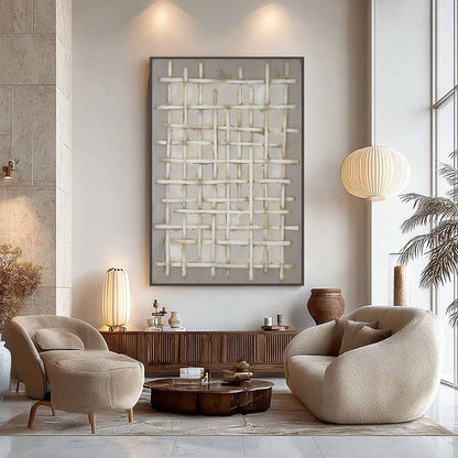 Woven Tranquility – Wabi-Sabi Abstract Oil Painting, view 4