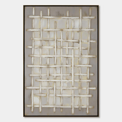Woven Tranquility – Wabi-Sabi Abstract Oil Painting, view 1