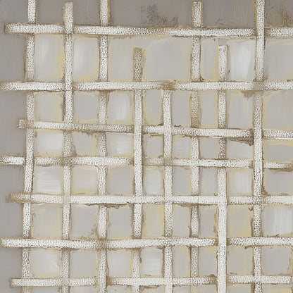 White and Beige Wabi-Sabi Abstract Textured Oil Painting – Woven Tranquility