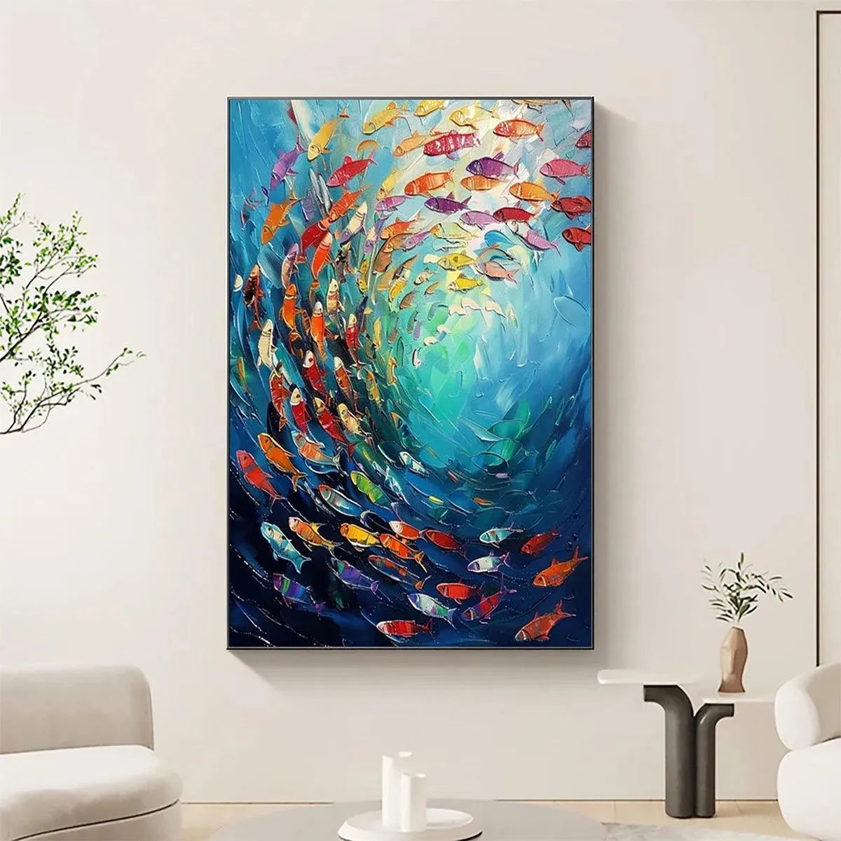Whirlpool Of Fish – Animal Oil Painting, view 2