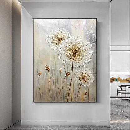 Gold and White Abstract Textured Painting – Whispers of Gold