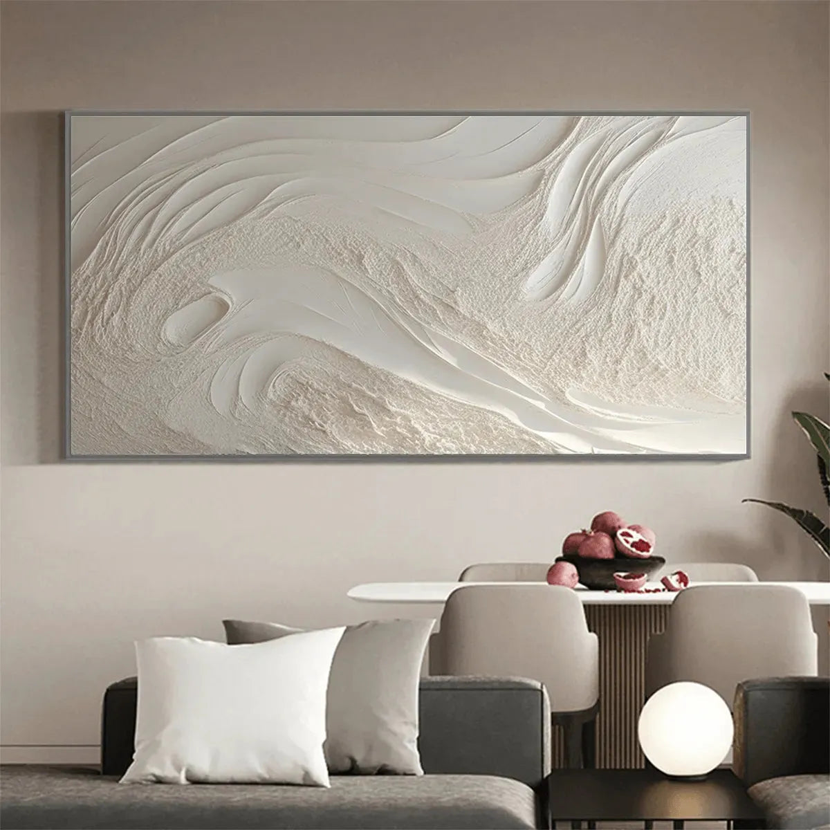 White Wabi-Sabi Landscape Textured Oil Painting – White Sands