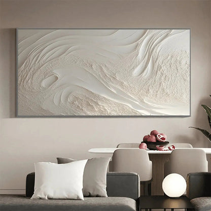 White Wabi-Sabi Landscape Textured Oil Painting – White Sands