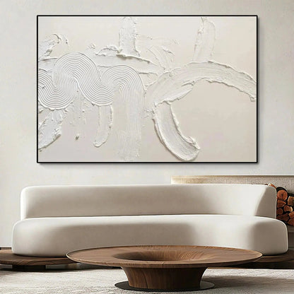 White Textured Abstract – Wabi-Sabi Landscape Oil Painting, view 2