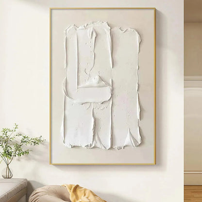 White Textured Relief – Wabi-Sabi Landscape Oil Painting, view 2
