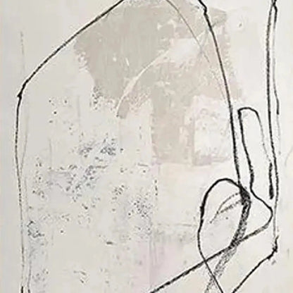 Beige Wabi-Sabi Abstract Line Art Oil Painting – Minimalist Abstract Diptych