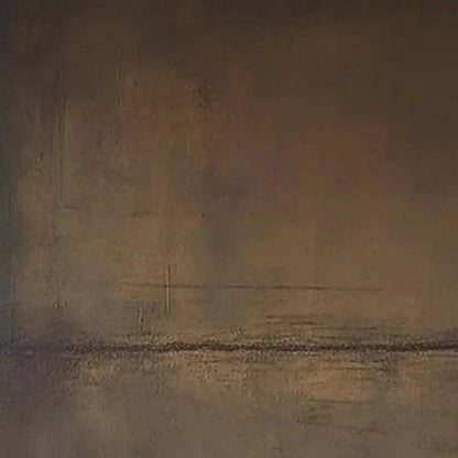 Brown Wabi-Sabi Landscape Oil Painting – Umber Abstract Landscape