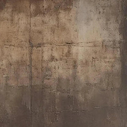 Brown Wabi-Sabi Abstract Textured Oil Painting – Dark Brown Textured Abstract