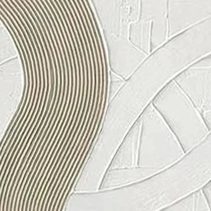 White Wabi-Sabi Abstract Textured Oil Painting – Textured White Lines Diptych