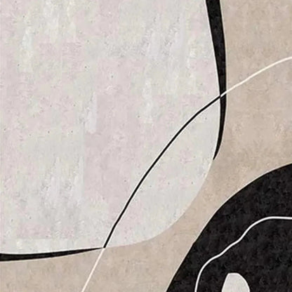 Black and White Wabi-Sabi Geometric Oil Painting – Abstract Minimalist Diptych