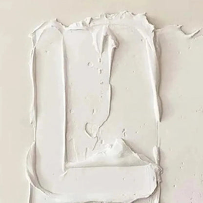 White Wabi-Sabi Landscape Textured Oil Painting – White Textured Relief