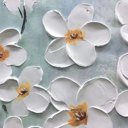 White Blossoms – Floral Textured Painting, view 3