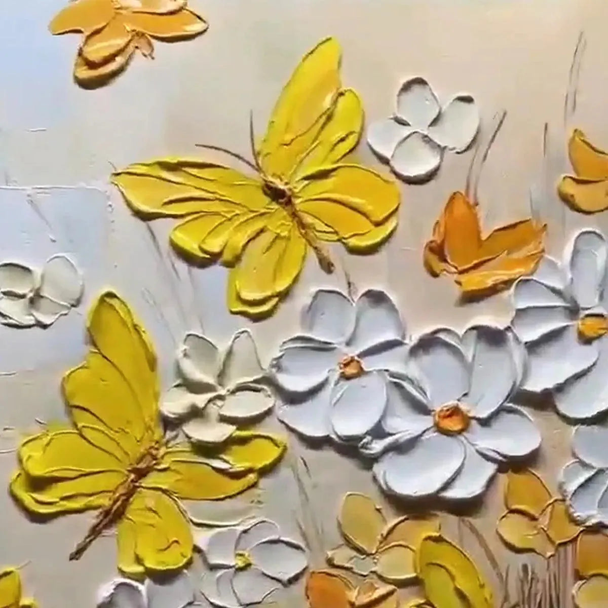 Gold and Yellow Butterfly Impasto Painting – Golden Butterflies