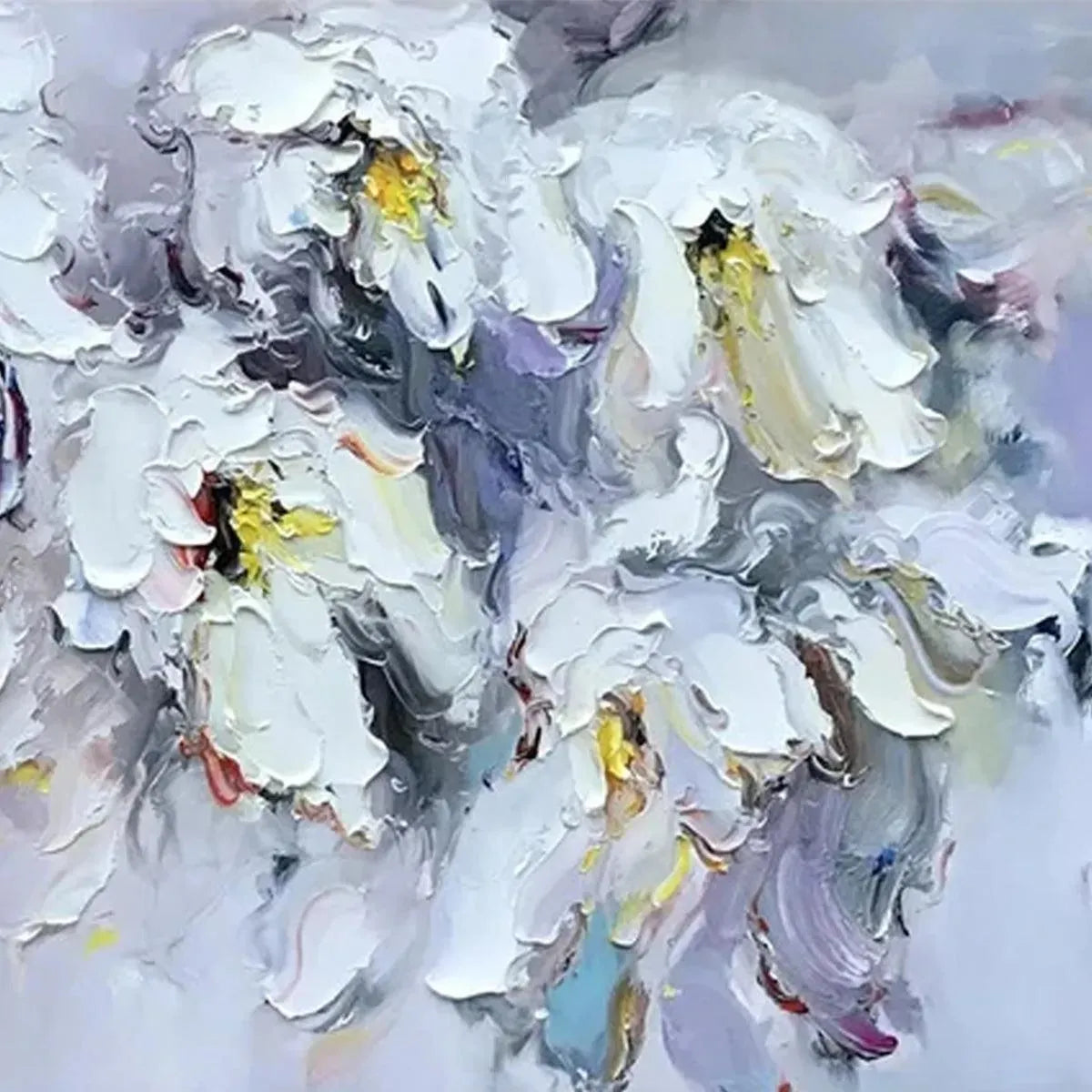 White Petal Dream – Floral Impasto Painting, view 3