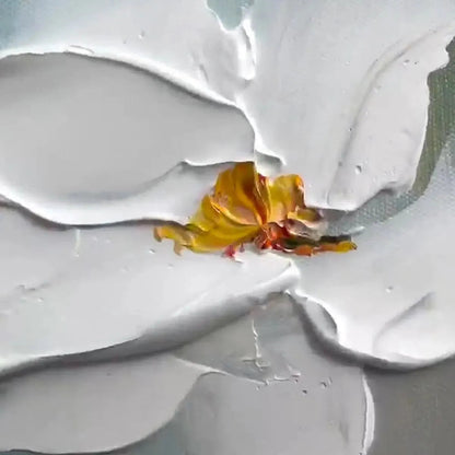 White Impressionist Magnolia Impasto Painting – White Magnolia Blossoms