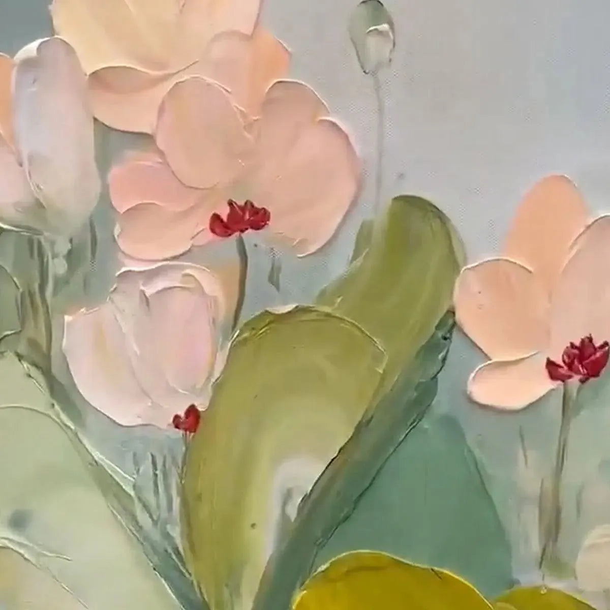 Green and White Impressionist Floral Textured Painting – Lush Garden
