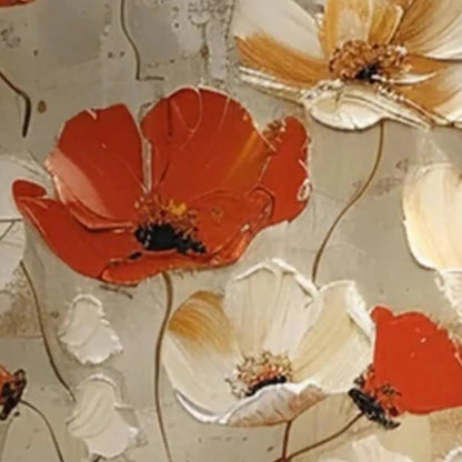 Red and White Poppy Textured Painting – Crimson Fields