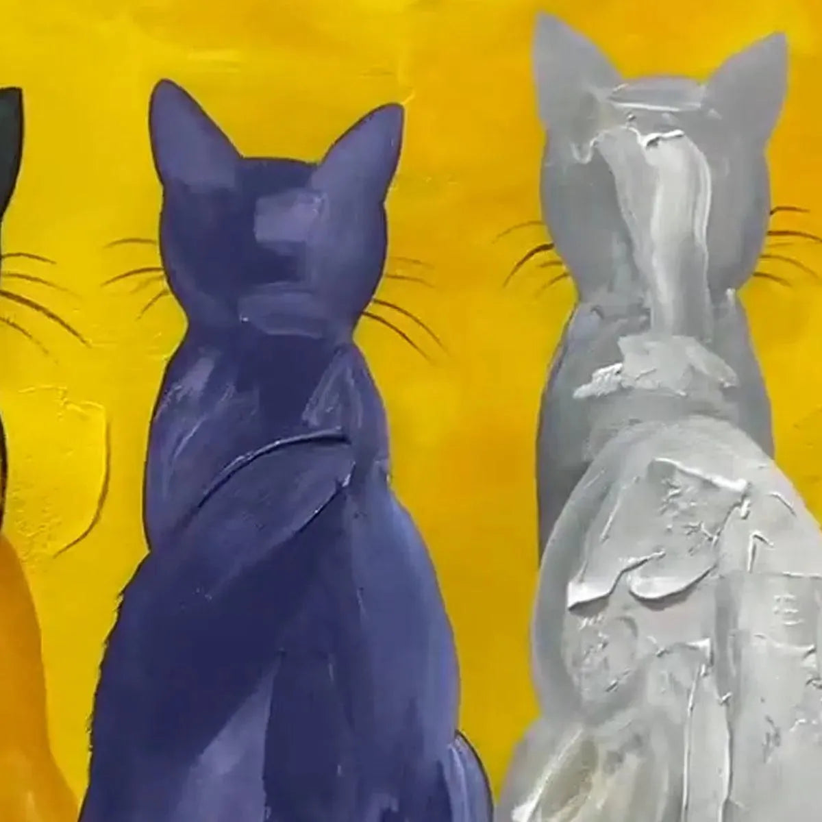 Cats In A Row – Cat Textured Oil Painting, view 4