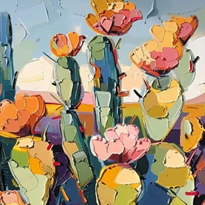 Desert Bloom – Cactus Impasto Painting, view 3