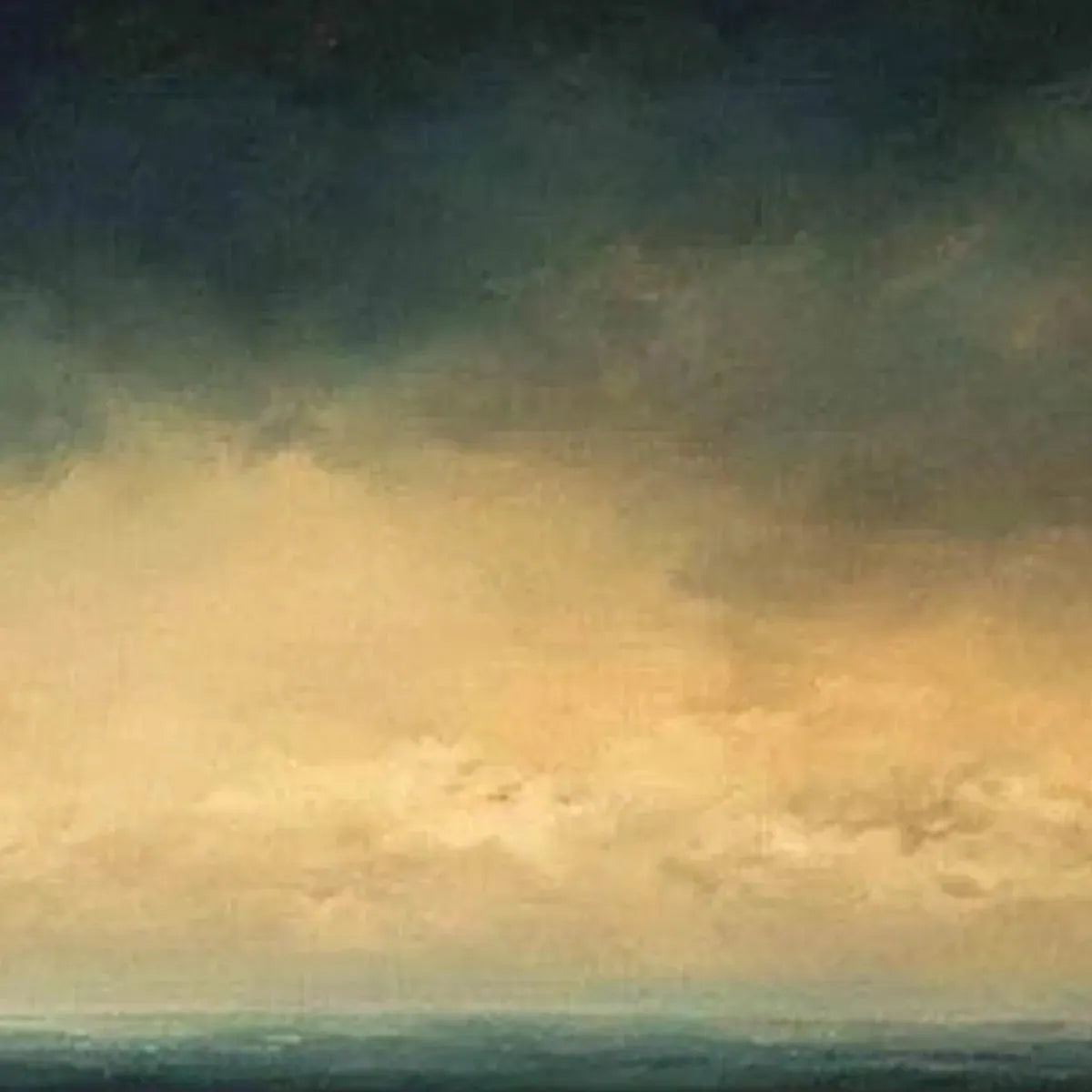 Golden Clouds hand-painted gold and ivory textured seascape painting shown with gold frame