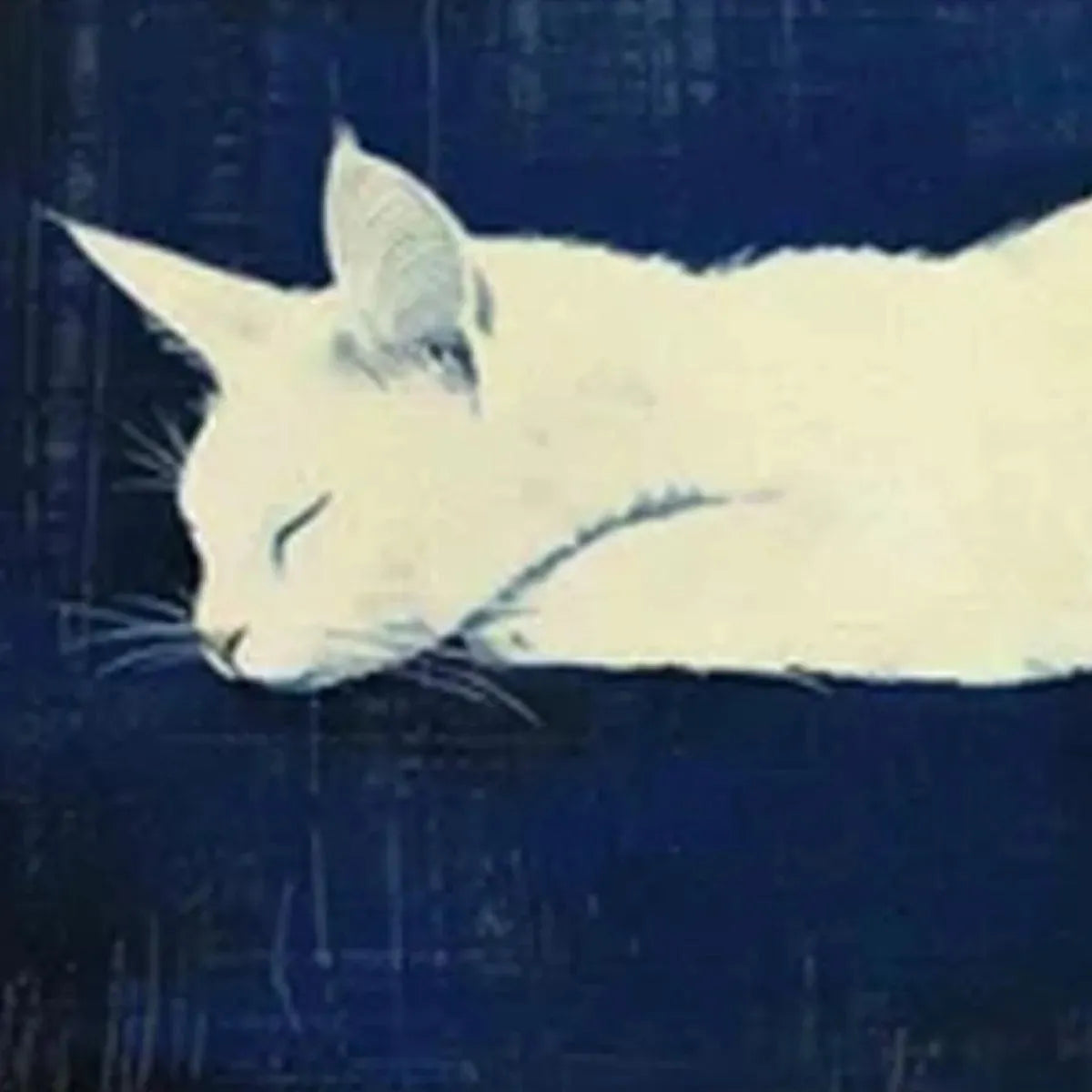 White Cat Oil Painting – Sleeping White Cat Panoramic