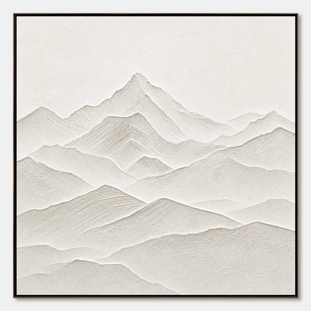 Zenith hand-painted white and soft beige textured abstract mountain painting rolled canvas option