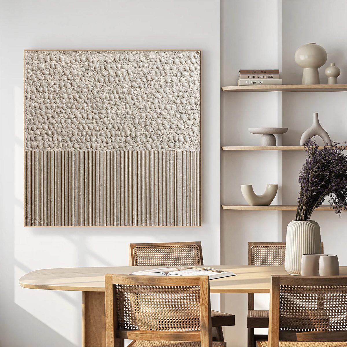 Beige Wabi-Sabi Abstract Textured Oil Painting – Zenith by Liam O'Connell