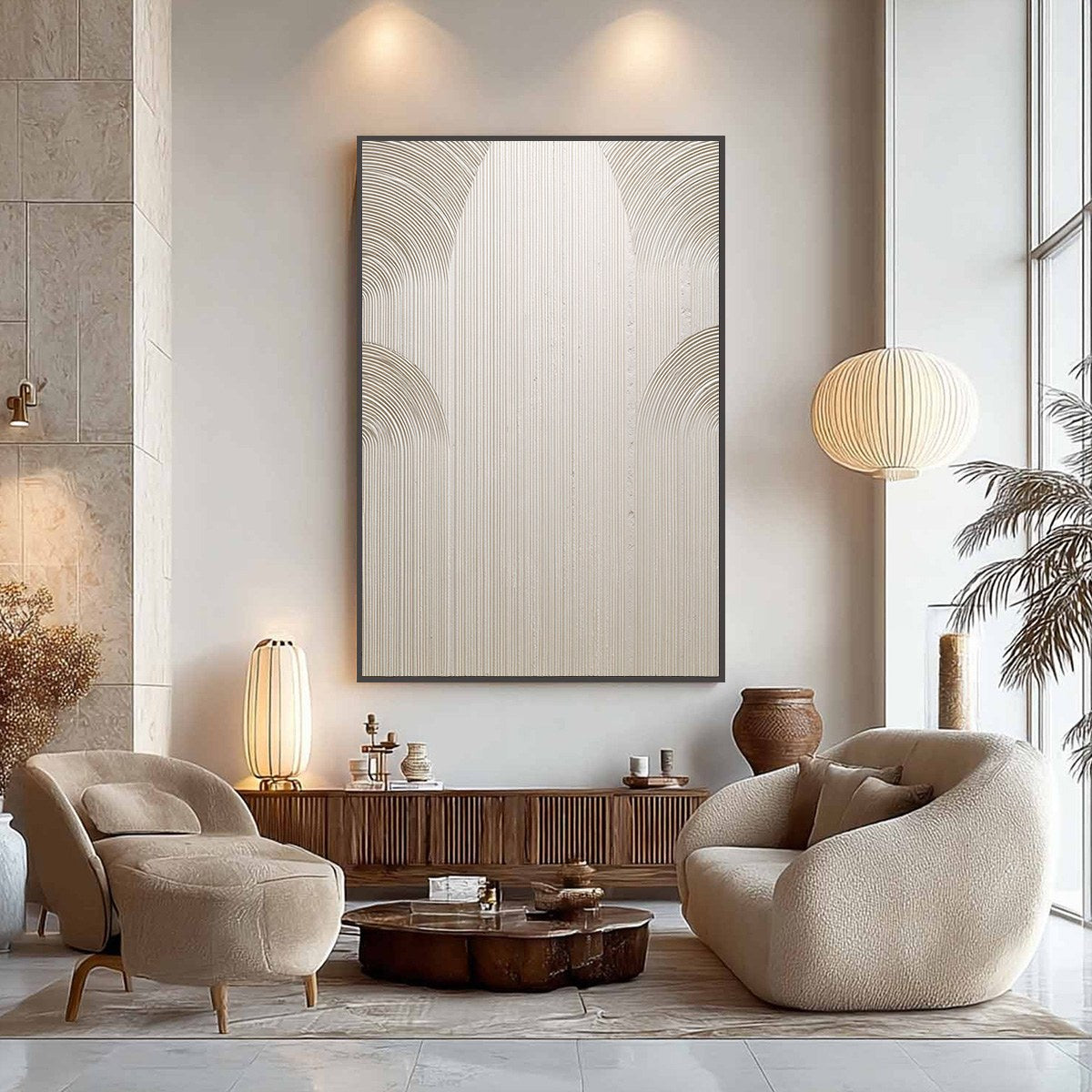 Beige Wabi-Sabi Abstract Textured Oil Painting – Zenith