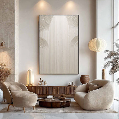 Beige Wabi-Sabi Abstract Textured Oil Painting – Zenith