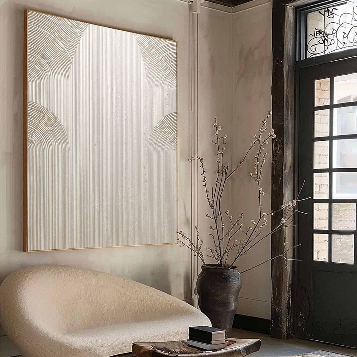 Beige Wabi-Sabi Abstract Textured Oil Painting – Zenith