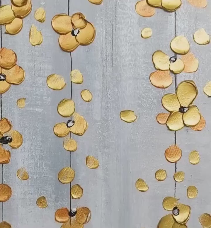Golden Rain – Minimalist Floral Oil Painting, view 4