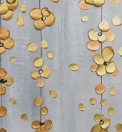 Golden Rain – Minimalist Floral Oil Painting, view 4
