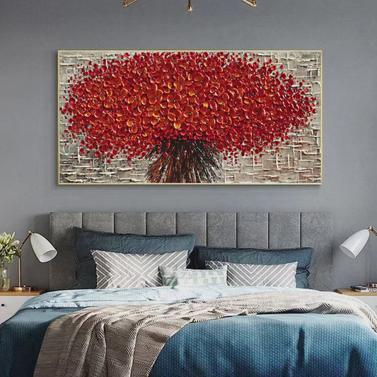 Crimson Burst – Floral Impasto Painting, view 2