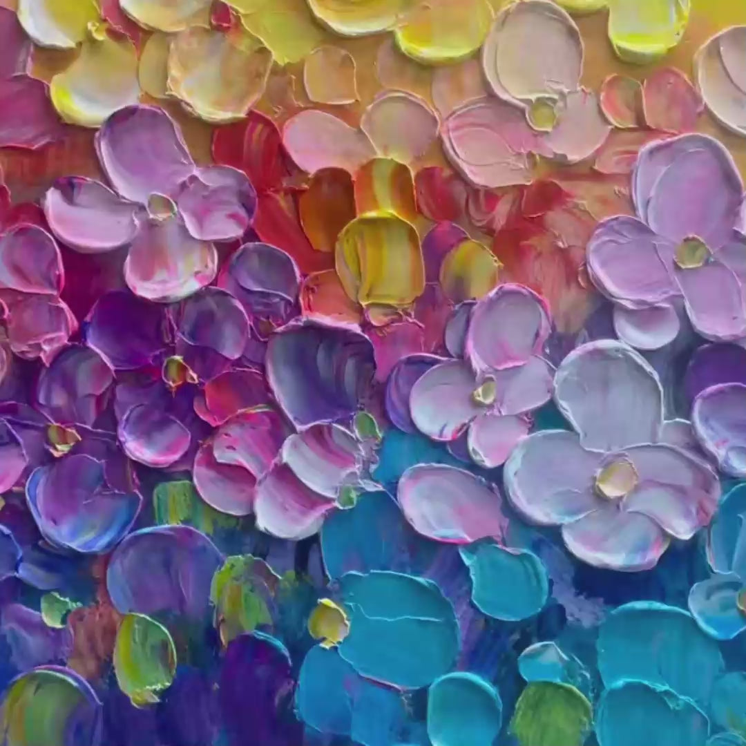 Rainbow Falls – Floral Impasto Oil Painting, view 3