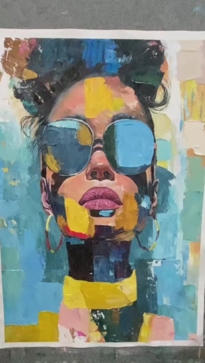 Golden Gaze – Female Figure Impasto Oil Painting, view 4