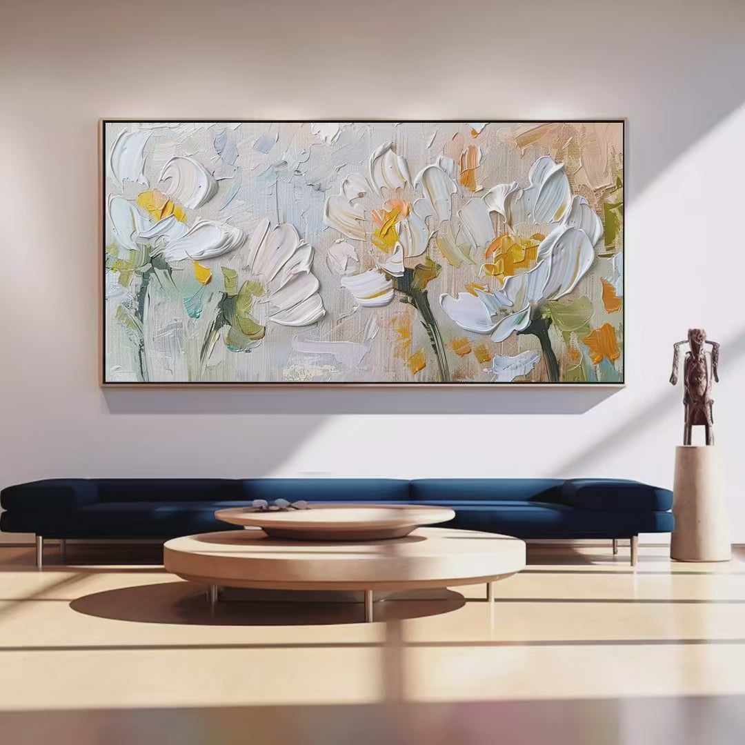 White Blossoms – Floral Impasto Painting, view 4