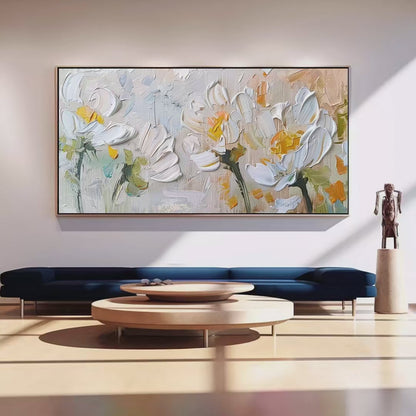 White Blossoms – Floral Impasto Painting, view 4