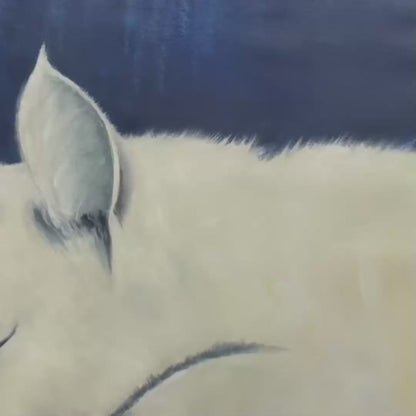 Sleeping White Cat Panoramic – Cat Oil Painting, view 3