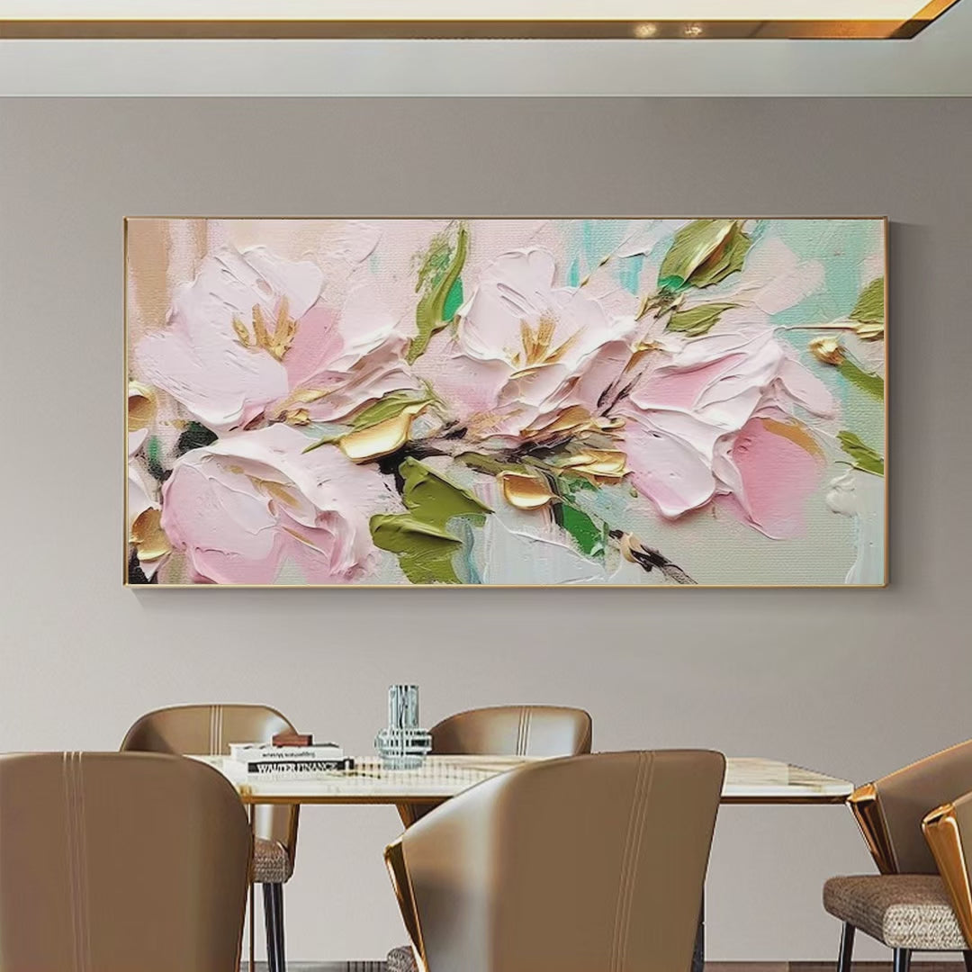 Golden Blush – Floral Impasto Painting, view 4
